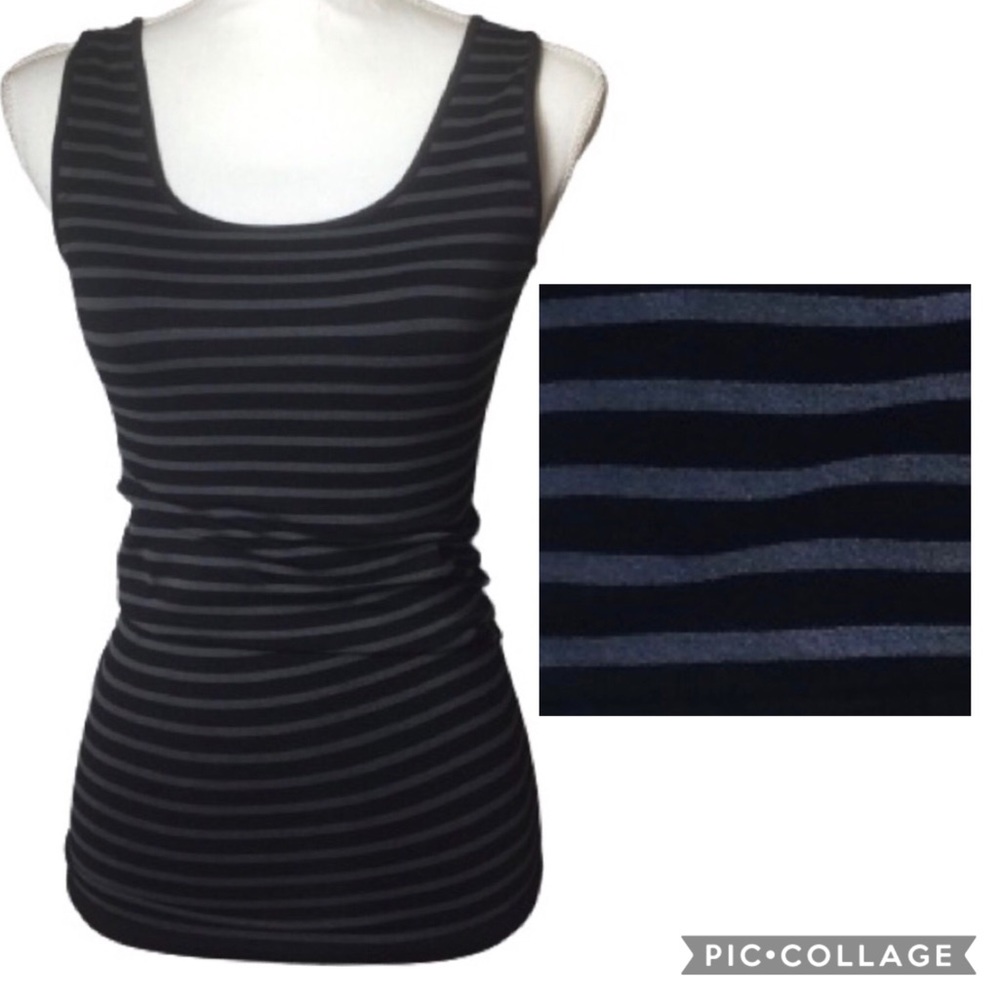 Skinny Tees Charcoal/Black Tonal Stripe Tank Top